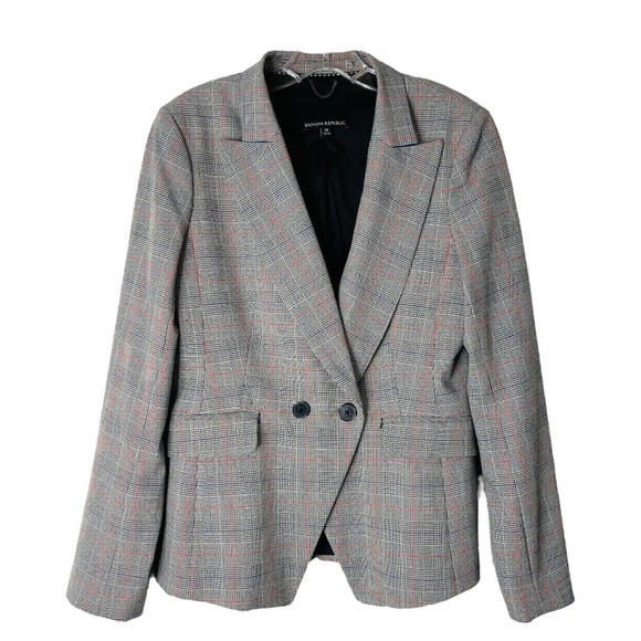 Banana Republic Jackets & Blazers - Banana Republic black white red plaid preppy button academia blazer jacket 10